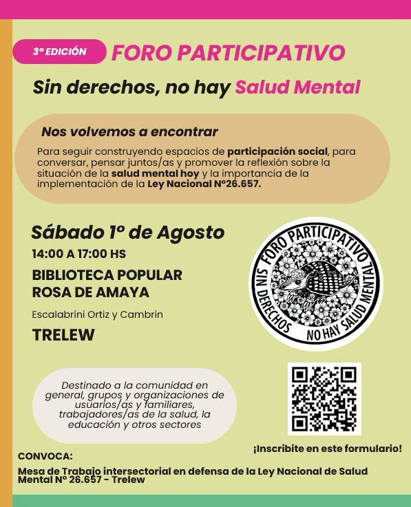 FORO PARTICIPATIVO: “SIN DERECHOS, NO HAY SALUD MENTAL”
